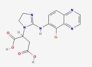 Two-dimensional chemical structure of 2-(2-((5-Bromoquinoxalin-6-yl)amino)-4,5-dihydro-1H-imidazol-1-yl)succinic acid