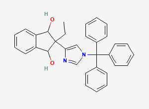 Two-dimensional chemical structure of 2-Ethyl-2-(1-trityl-1H-imidazol-4-yl)-2,3-dihydro-1H-indene-1,3-diol, CAS 2581300-47-0