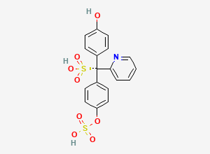 Two-dimensional chemical structure of (S)-(4-hydroxyphenyl)(pyridin-2-yl)(4-(sulfooxy)phenyl)methanesulfonic acid
