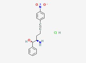 Two-dimensional chemical structure of (1S,2R)-2-Amino-6-(4-nitrophenyl)-1-phenylhex-5-yn-1-ol Hydrochloride