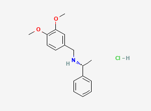 Two-dimensional chemical structure of (R)-N-(3,4-dimethoxybenzyl)-1-phenylethanamine hydrochloride