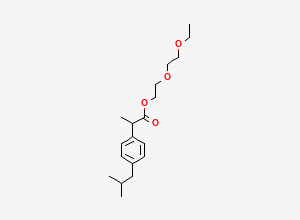 Two-dimensional chemical structure of 2-(2-ethoxyethoxy)ethyl 2-(4-isobutylphenyl)propanoate