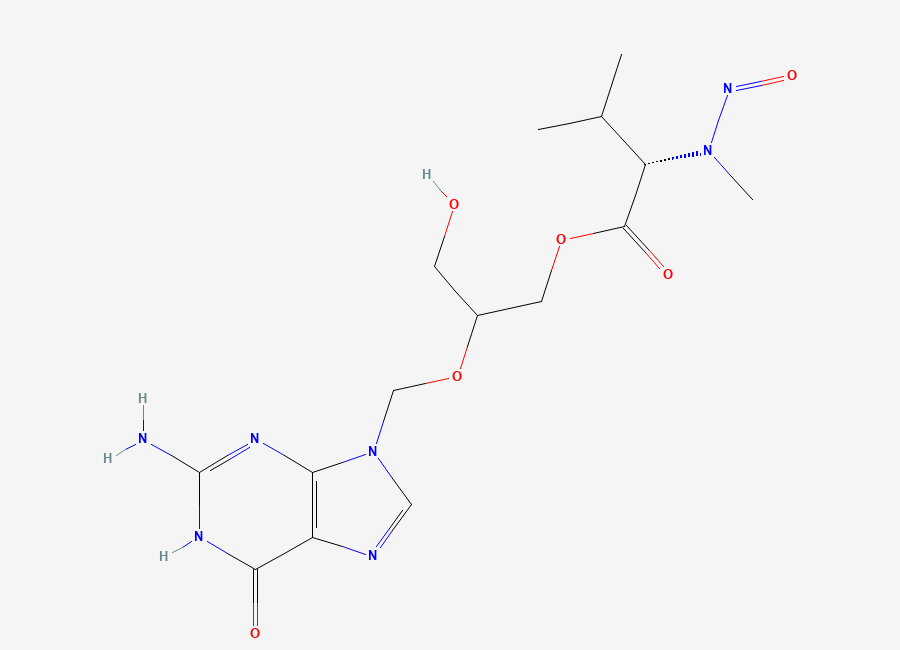Two-dimensional chemical structure of N-Nitroso Valganciclovir EP Impurity N