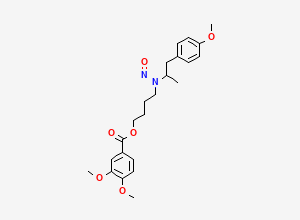 Two-dimensional chemical structure of 4-((1-(4-Methoxyphenyl)propan-2-yl)(nitroso)amino)butyl 3,4-dimethoxybenzoate