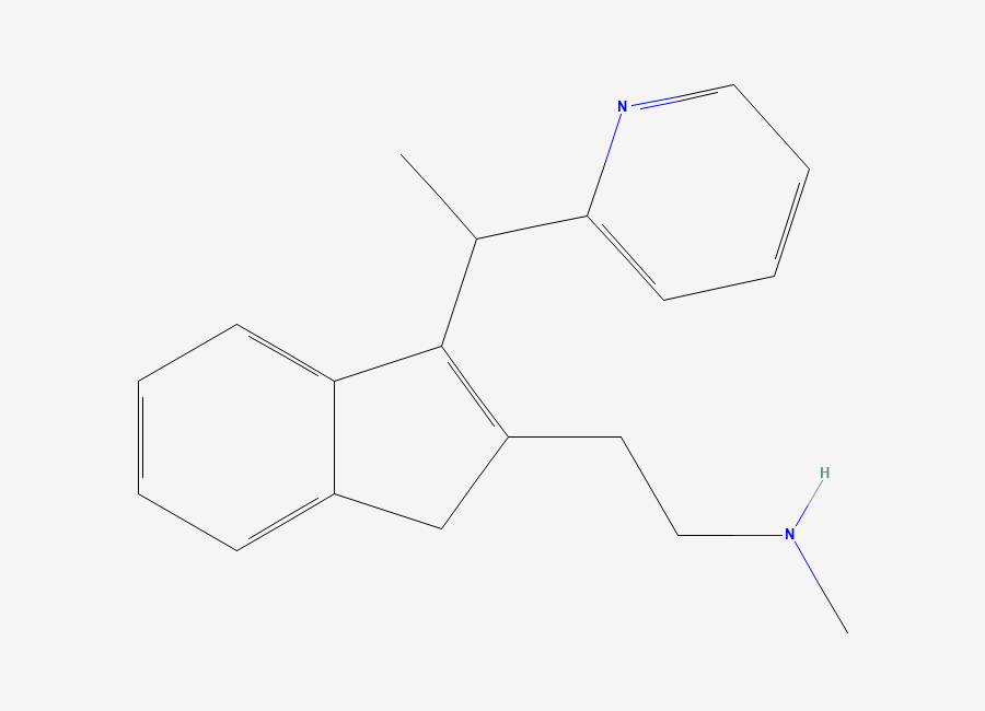 Two-dimensional chemical structure of Dimetindene EP Impurity I / N-Demethyl Dimetindene (Free Base), CAS 151562-10-6