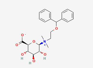 Two-dimensional chemical structure of Diphenhydramine N-Glucuronide, CAS 137908-78-2