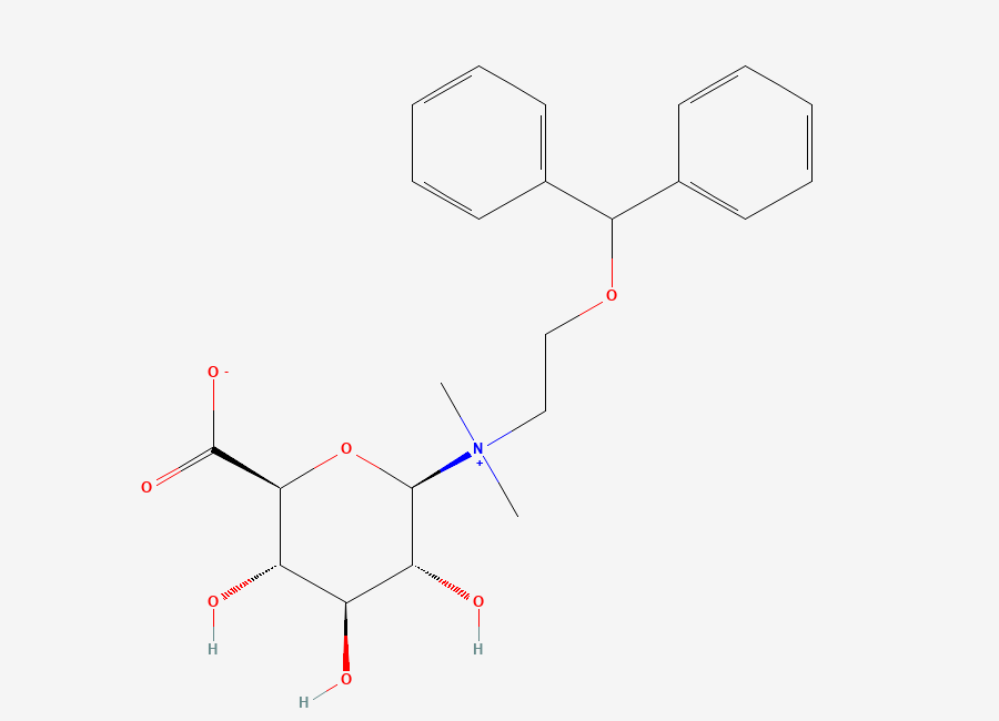Two-dimensional chemical structure of Diphenhydramine N-Glucuronide, CAS 137908-78-2