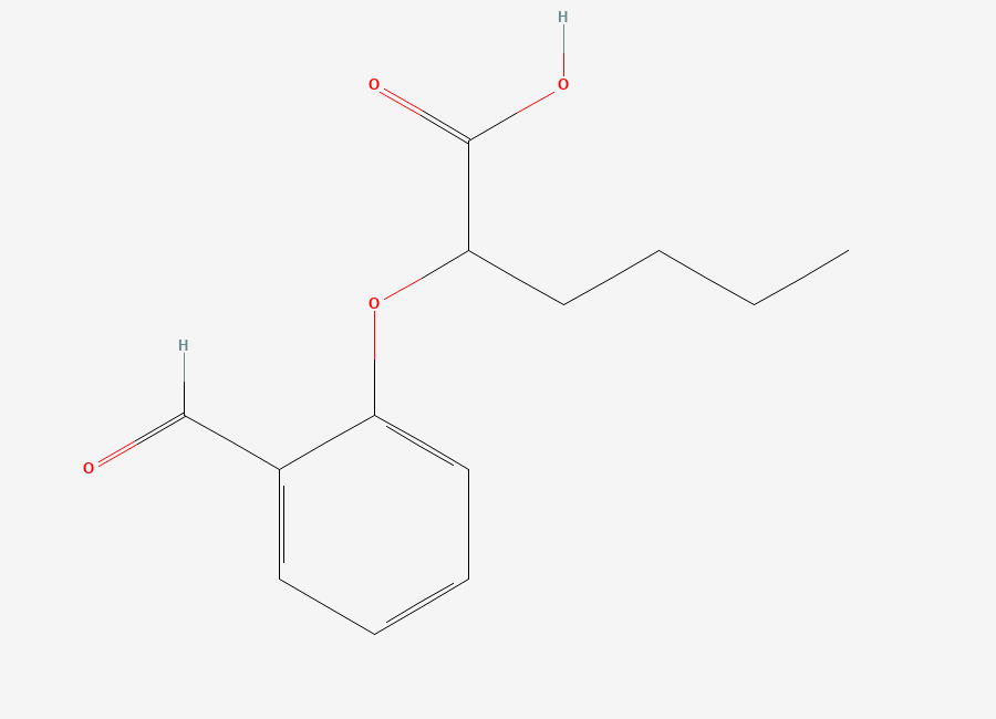 Two-dimensional chemical structure of 2-(2-Formylphenoxy)hexanoic acid, CAS 138320-27-1