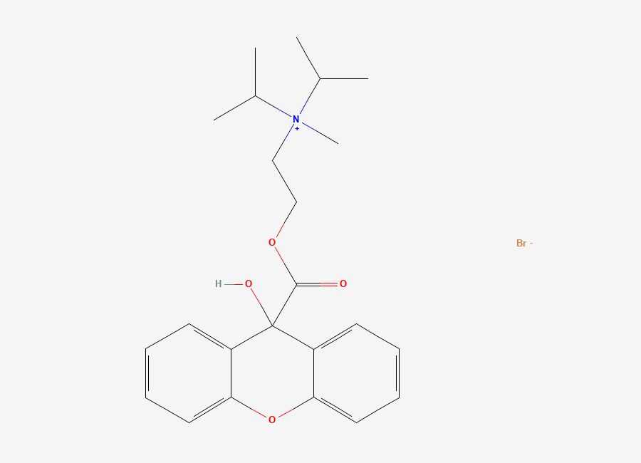 Two-dimensional chemical structure of Propantheline Bromide Related Compound A/ 9-Hydroxypropantheline Bromide, CAS 93446-02-7