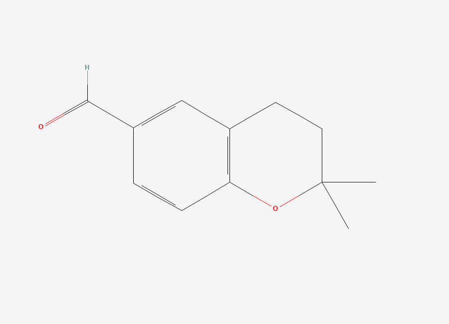 Two-dimensional chemical structure of 2,2-dimethyl-3,4-dihydro-2H-1-benzopyran-6-carbaldehyde