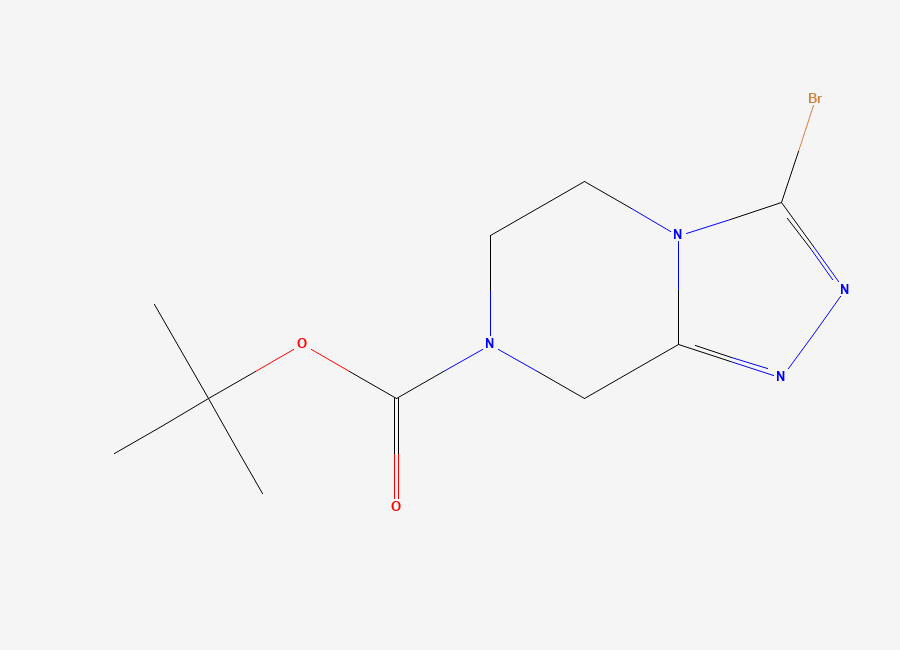 Two-dimensional chemical structure of tert-butyl 3-bromo-5H,6H,7H,8H-(1,2,4)triazolo(4,3-a)pyrazine-7-carboxylate