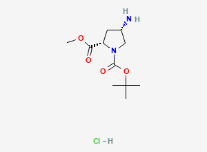 Two-dimensional chemical structure of N-Boc-cis-4-amino-L-proline methyl ester hydrochloride