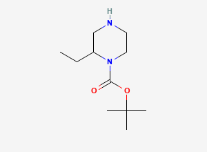 Two-dimensional chemical structure of tert-Butyl 2-ethylpiperazine-1-carboxylate
