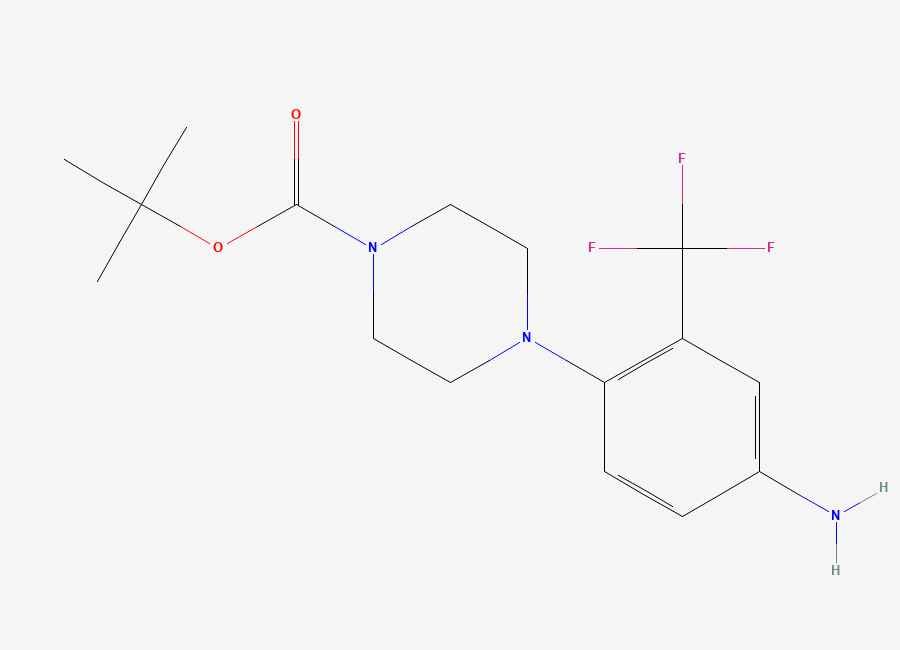 Two-dimensional chemical structure of Tert-butyl 4-(4-amino-2-(trifluoromethyl)phenyl)piperazine-1-carboxylate
