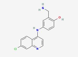 Two-dimensional chemical structure of 2-(Aminomethyl)-4-((7-chloroquinolin-4-yl)amino)phenol, CAS 37672-04-1