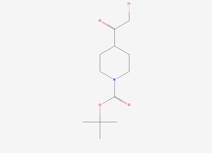 Two-dimensional chemical structure of tert-Butyl 4-(2-Bromoacetyl)piperidine-1-carboxylate