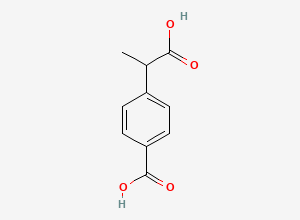 Two-dimensional chemical structure of DL-2-(4-Carboxyphenyl)propionic Acid, CAS 67381-50-4