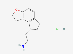 Two-dimensional chemical structure of 2-(1,6,7,8-Tetrahydro-2H-indeno[5,4-b]furan-8-yl)ethan-1-amine, hydrochloride (1:1), CAS 1053239-39-6