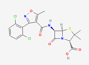 Two-dimensional chemical structure of Dicloxacillin, CAS 3116-76-5