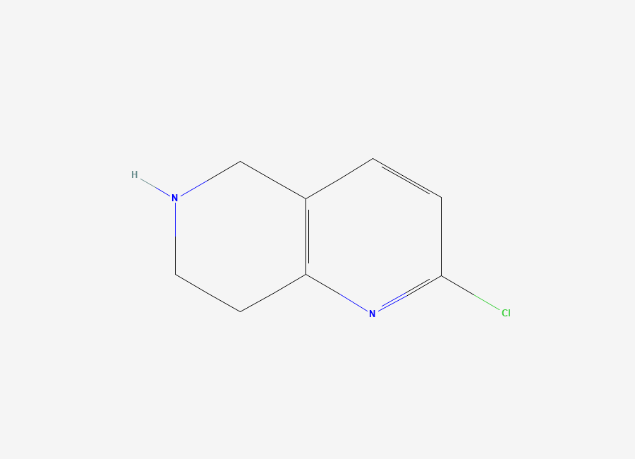 Two-dimensional chemical structure of 2-Chloro-5,6,7,8-tetrahydro-1,6-naphthyridine