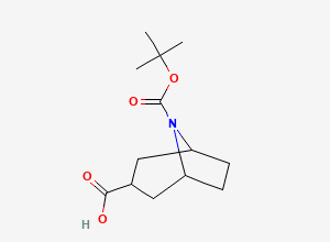 Two-dimensional chemical structure of 8-[(Tert-butoxy)carbonyl]-8-azabicyclo[3.2.1]octane-3-carboxylic acid