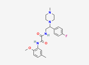 Two-dimensional chemical structure of N1-(2-(4-fluorophenyl)-2-(4-methylpiperazin-1-yl)ethyl)-N2-(2-methoxy-5-methylphenyl)oxalamide