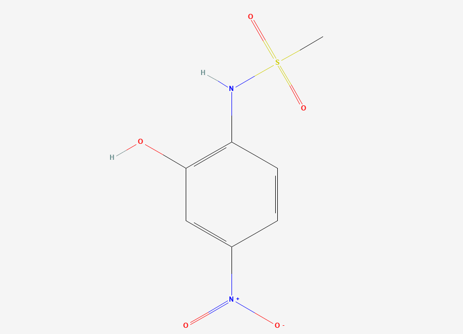Two-dimensional chemical structure of N-(2-Hydroxy-4-nitrophenyl)methanesulfonamide, CAS 38880-53-4
