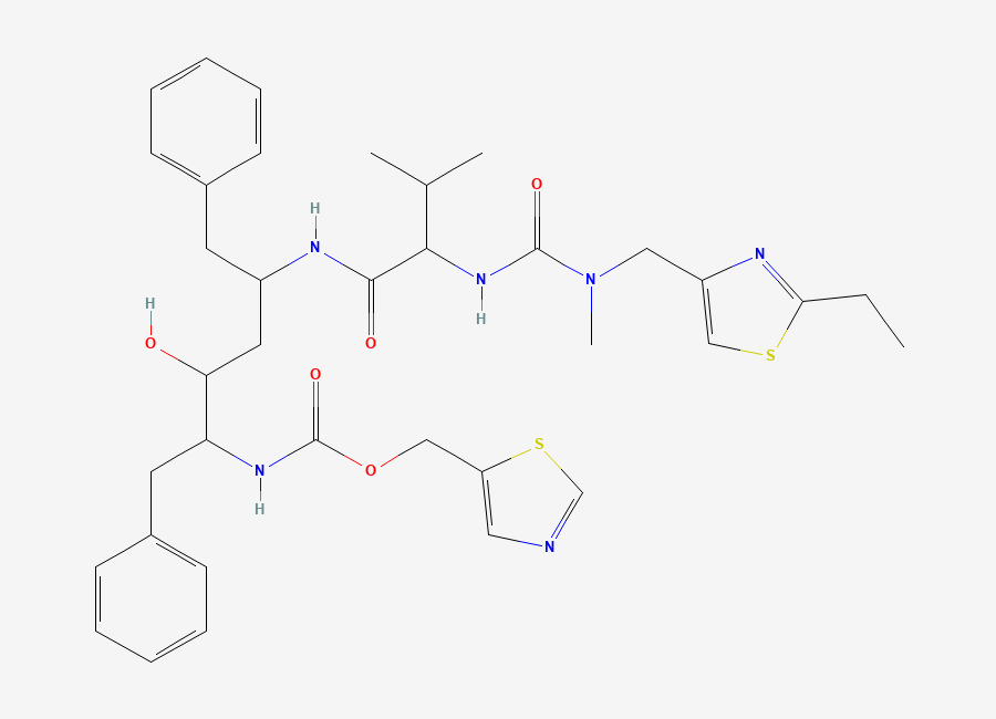 Two-dimensional chemical structure of Ritonavir EP Impurity I / Ritonavir Ethyl Analog, CAS 165315-26-4