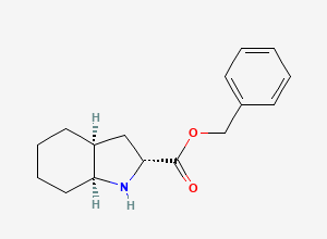 Two-dimensional chemical structure of (2R,3aS,7aS)-Octahydro-1H-indole-2-carboxylic acid benzyl ester