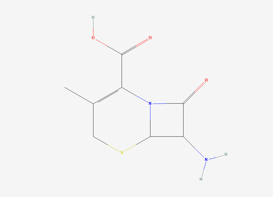 Two-dimensional chemical structure of 7-Amino-3-methyl-8-oxo-5-thia-1-azabicyclo(4.2.0)oct-2-ene-2-carboxylic acid