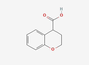 Two-dimensional chemical structure of 3,4-Dihydro-2H-1-benzopyran-4-carboxylic acid