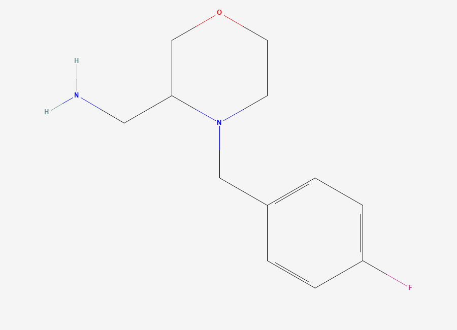 Two-dimensional chemical structure of 3-Aminomethyl-4-(4-fluorobenzyl)morpholine, CAS 174561-70-7