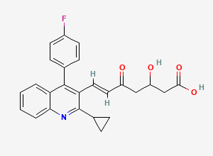 Two-dimensional chemical structure of (E)-7-[2-cyclopropyl-4-(4-fluorophenyl)quinolin-3-yl]-3-hydroxy-5-oxohept-6-enoic acid, CAS 1809100-36-4