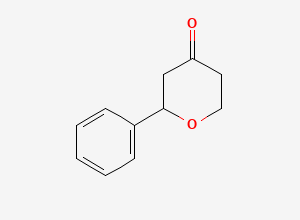 Two-dimensional chemical structure of 2-Phenyloxan-4-one