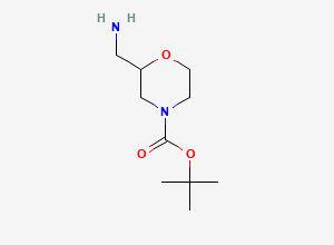 Two-dimensional chemical structure of tert-Butyl 2-(aminomethyl)morpholine-4-carboxylate