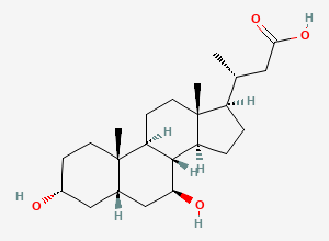 Two-dimensional chemical structure of 24-Nor Ursodeoxycholic Acid, CAS 99697-24-2