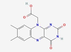 Two-dimensional chemical structure of 2-(7,8-dimethyl-2,4-dioxo-3,4-dihydrobenzo[g]pteridin-10(2H)-yl)acetic acid, CAS 21079-31-2