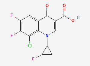 Two-dimensional chemical structure of 8-Chloro-6,7-difluoro-1-((1R,2S)-2-fluorocyclopropyl)--4-oxo-1,4-dihydroquinoline-3-carboxylic acid