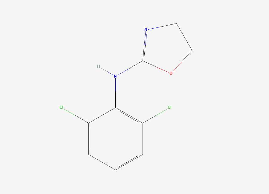 Two-dimensional chemical structure of N-(2,6-dichlorophenyl)-4,5-dihydrooxazol-2-amine, CAS 33588-20-4