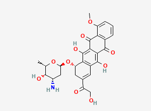 Two-dimensional chemical structure of 9,10-Anhydroadriamycin