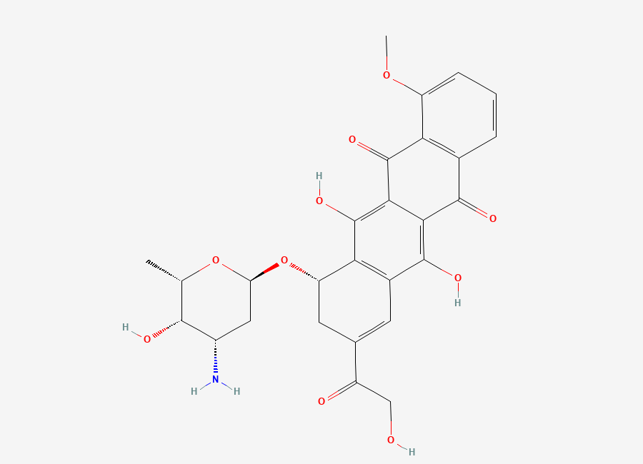 Two-dimensional chemical structure of 9,10-Anhydroadriamycin