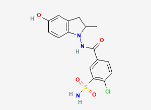Two-dimensional chemical structure of 5-Hydroxy Indapamide, CAS 126750-70-7
