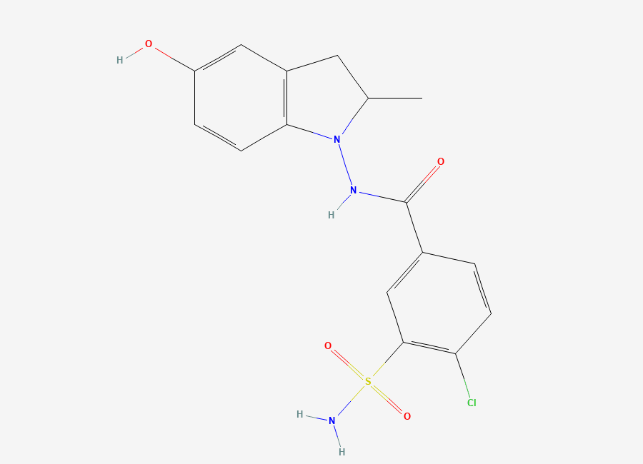 Two-dimensional chemical structure of 5-Hydroxy Indapamide, CAS 126750-70-7