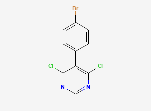 Two-dimensional chemical structure of 5-(4-Bromophenyl)-4,6-dichloropyrimidine, CAS 146533-41-7