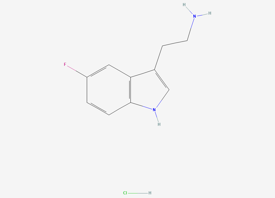 Two-dimensional chemical structure of 5-Fluoro-1H-indole-3-ethylamine monohydrochloride