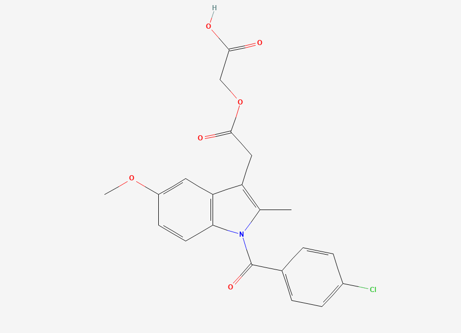 Two-dimensional chemical structure of Acemetacin, CAS 53164-05-9