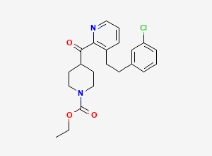 Two-dimensional chemical structure of ethyl 4-(3-(3-chlorophenethyl)picolinoyl)piperidine-1-carboxylate, CAS 107256-32-6