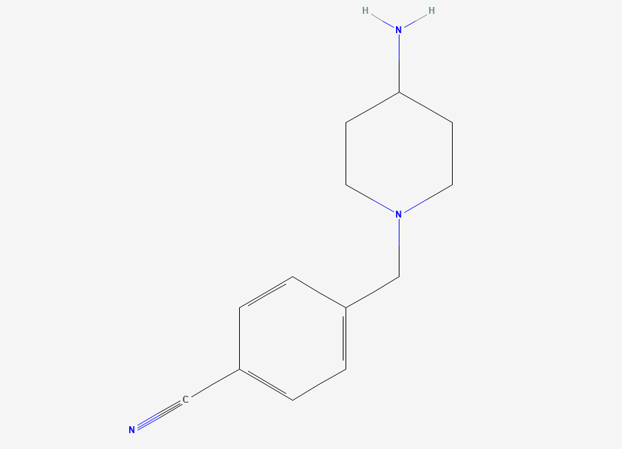 Two-dimensional chemical structure of 4-((4-Aminopiperidin-1-yl)methyl)benzonitrile