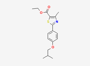 Two-dimensional chemical structure of 3-Descyano Febuxostat Ethyl Ester, CAS 144060-97-9
