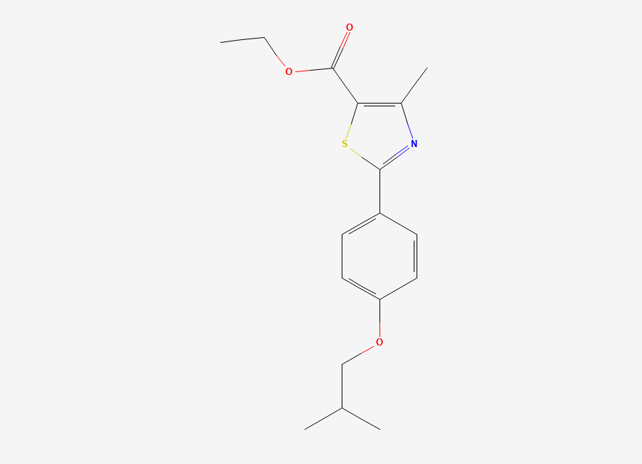 Two-dimensional chemical structure of 3-Descyano Febuxostat Ethyl Ester, CAS 144060-97-9